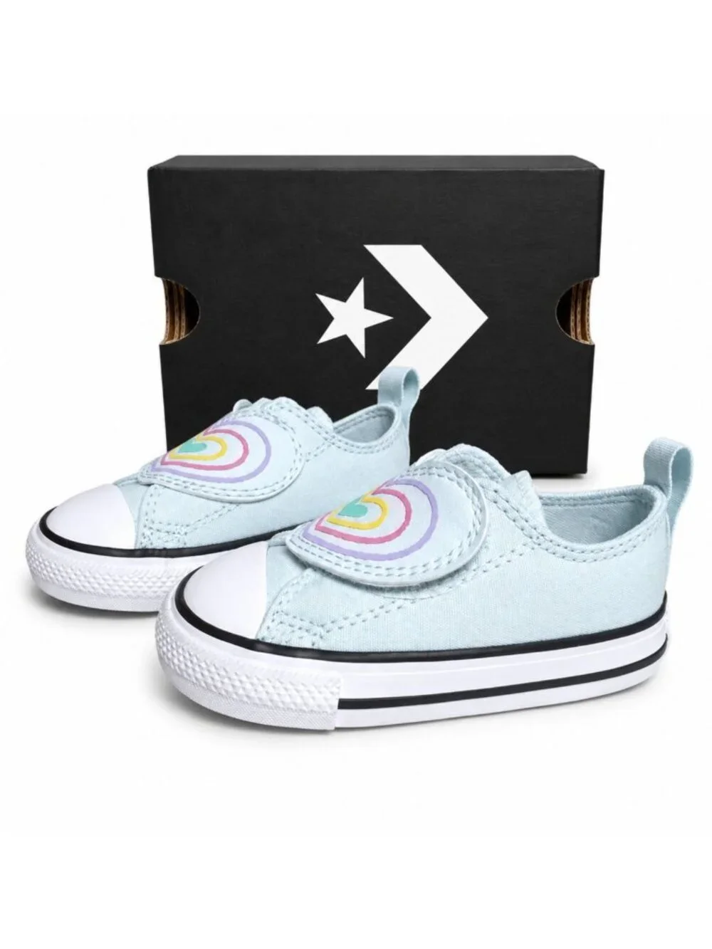 Converse CTAS Toddler One Strap Sneakers Blue Rainbow Heart Infant Baby Size 5